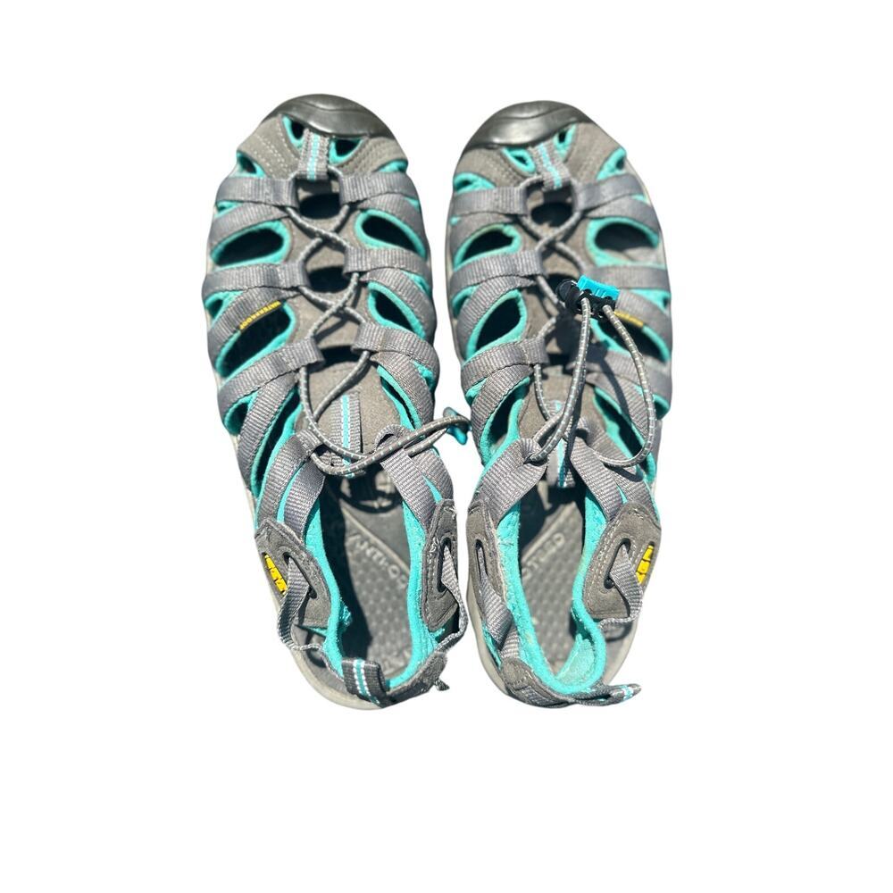 Keen Whisper Sandals Women’s 7.5 Gray Teal Waterproof Hiking Water Shoes